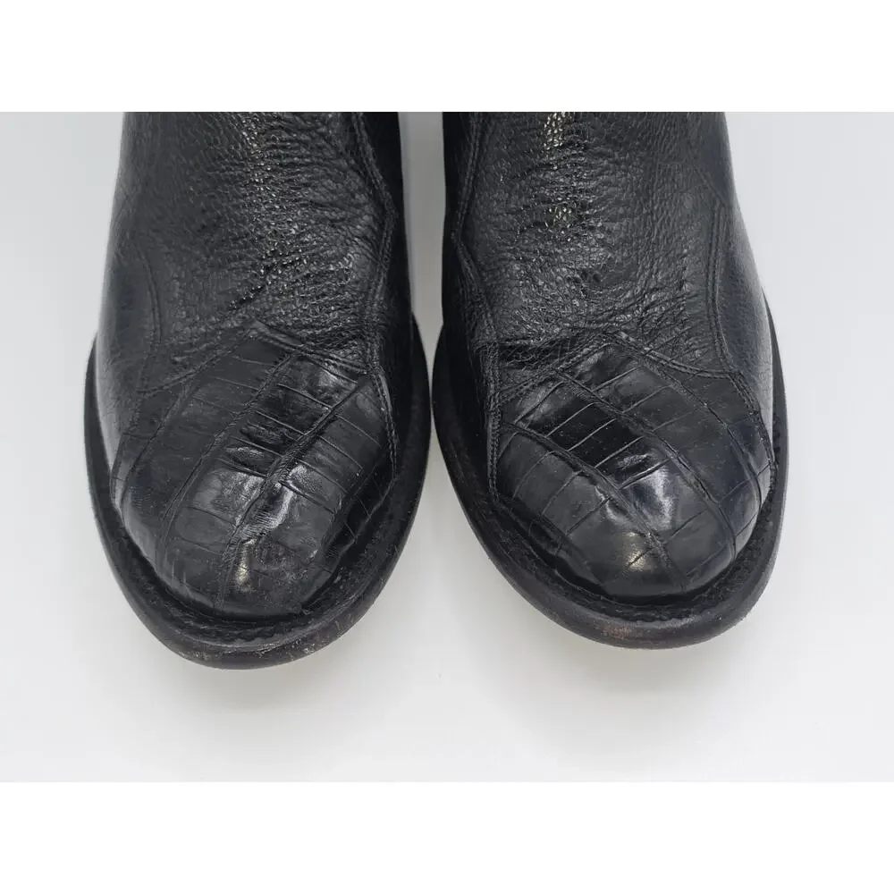 Republic Boot Co Cowboy Boots Mens 11D Eel Toe Smooth Ostrich Exotic Black Texas